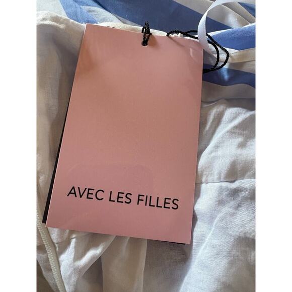 Avec les filles striped blue white cotton blend halter french chic midi size 8 - Picture 12 of 13